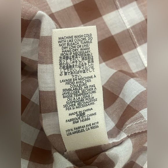 SOLD The Great. Brown and White Checkered Oversize Puff Sleeve Relaxed Blouse - Picture 11 of 12